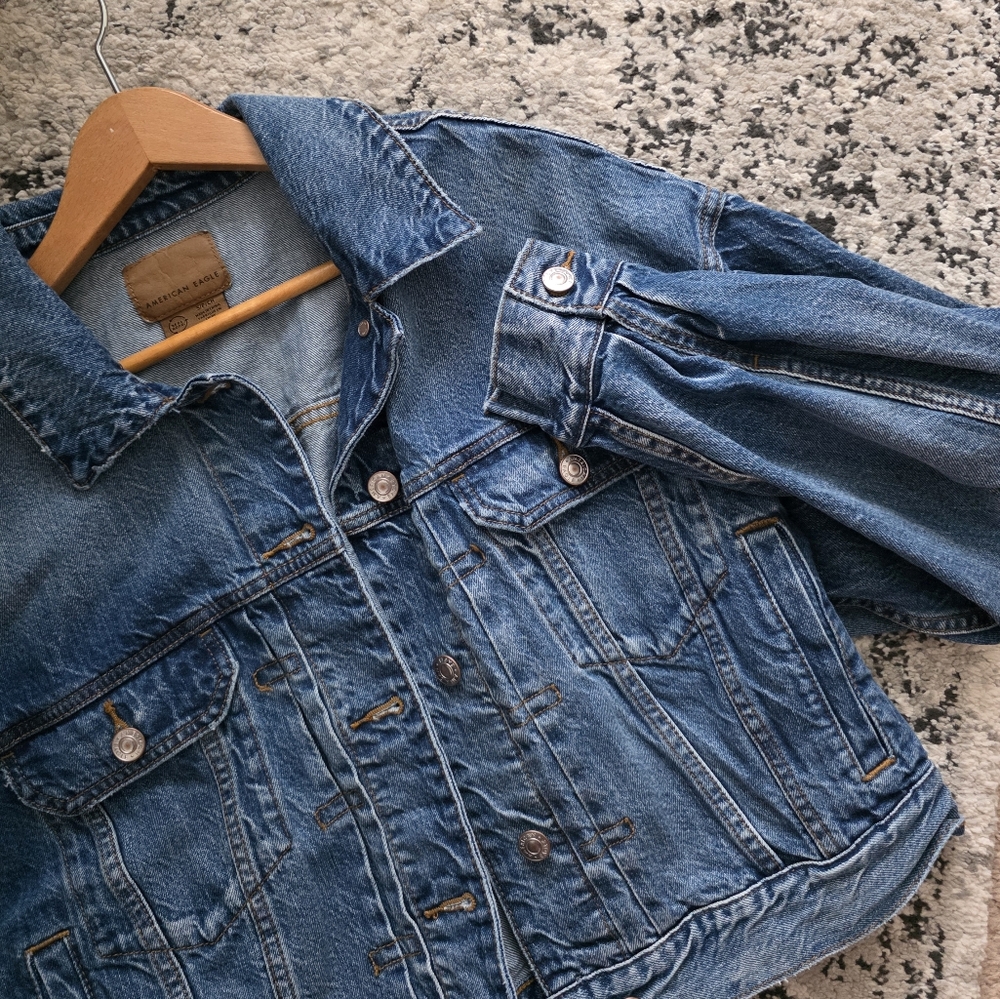 American Eagle Outfitters Tomgirl Denim Jacket Womens S Cotton Blue